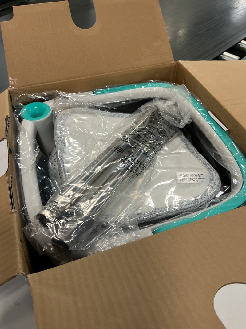 true & tidy true clean spin mop & bucket system – dual compartment design for clean & dirty water, 3