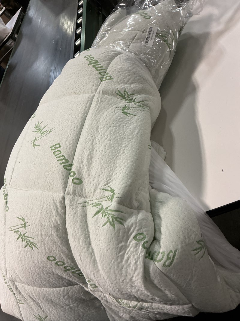 Condition photo showing As Is for Ultra Soft Queen Size Mattress Topper - Viscose Made from Bamboo Pillow Top Mattress Pad for Back Pain Relief - Naturally Cooling for Hot Sleepers, Green