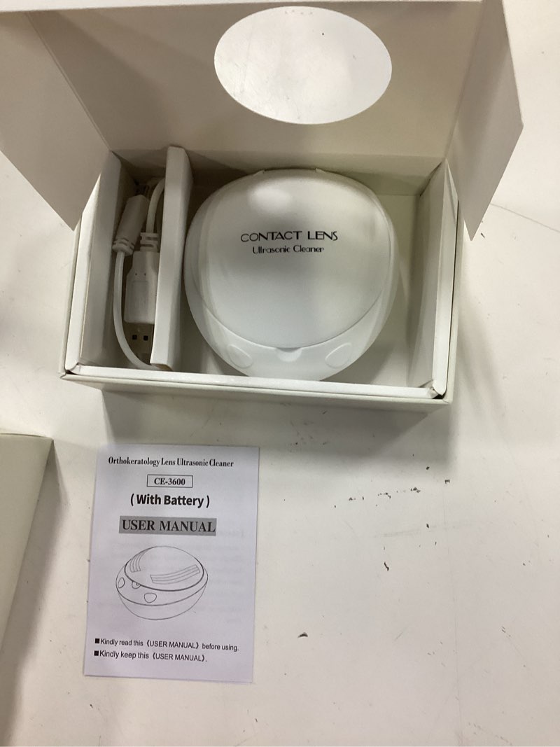 Condition photo showing Good Condition for ultrasonic contact lens cleaner rechargeable eye contact cleaner with vanity mirror compact contact lens cleaner support fast cleaning fits hard, rgp, orthokeratology lens upgraded version