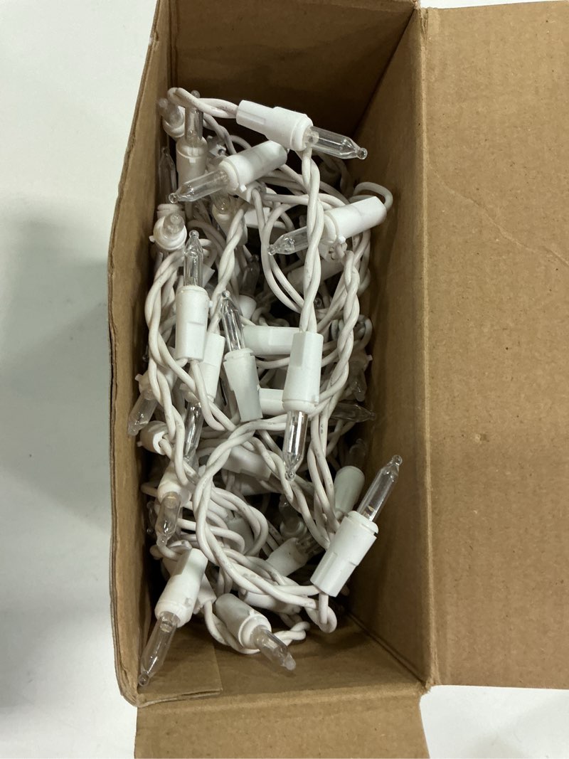 Condition photo showing As Is for GE StayBright 150 LED Icicle-Style Lights - Warm White with White Wire