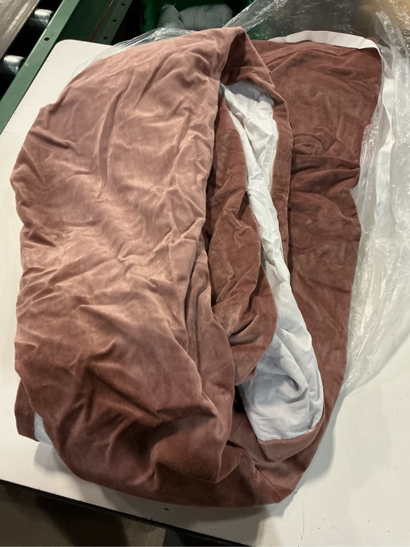 Condition photo showing As Is for cotton velvet curtain - single panel, 48x108, mauve