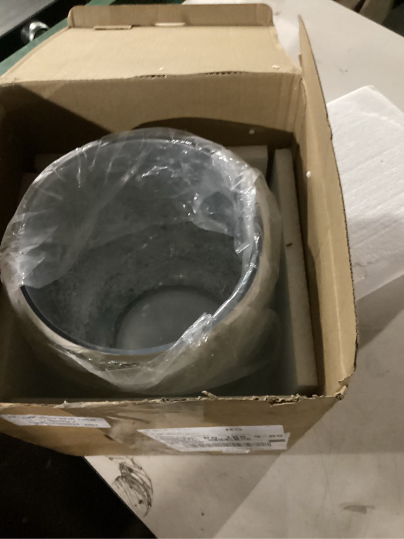 Condition photo showing Good Condition for Escenzy Modern Bathroom Trash Can Silver Mosaic Glass 5L | 7" x 10" | Luxury Waste Basket for Restroom, Bedroom, Office & Kitchen | Decorative Small Garbage Can | Silver Glitter Bathroom Accessories
