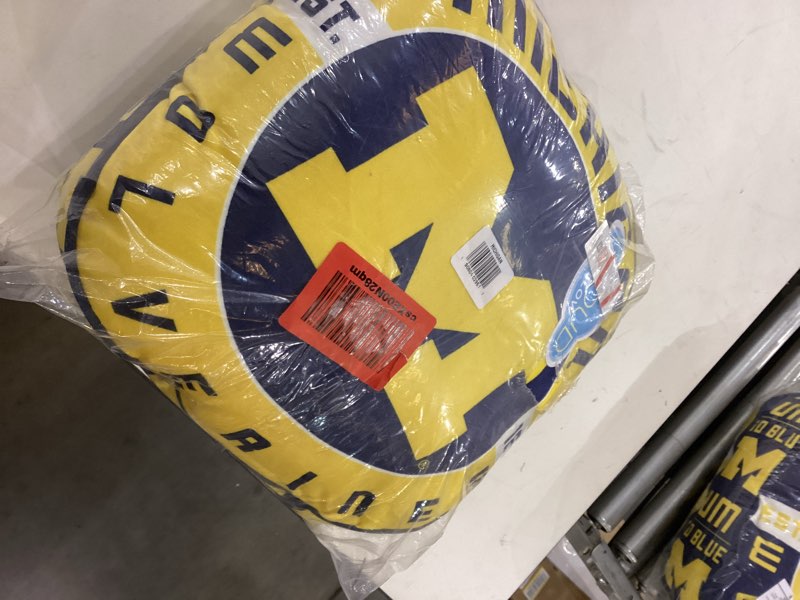 Condition photo showing Good Condition for The Northwest Company NCAA Michigan Wolverines Round Cloud Pillow, 15", Team Colors