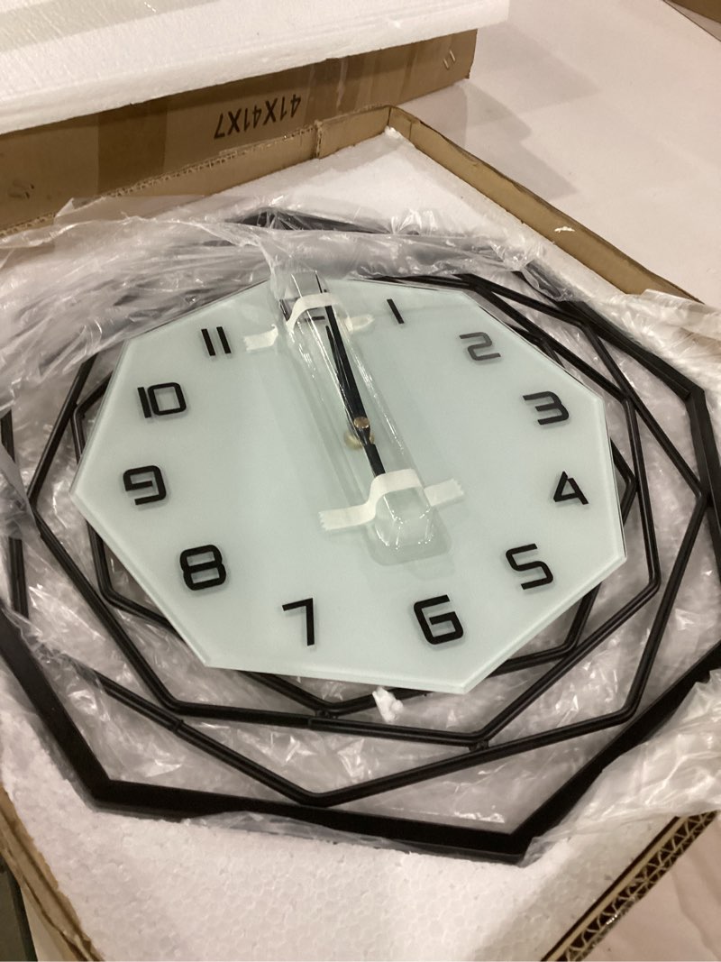 Condition photo showing As Is for large wall clock for living room decor modern big wall clock for kitchen bedroom home decoration extra giant black clock battery operated for dining room bathroom office decorative 15 inch