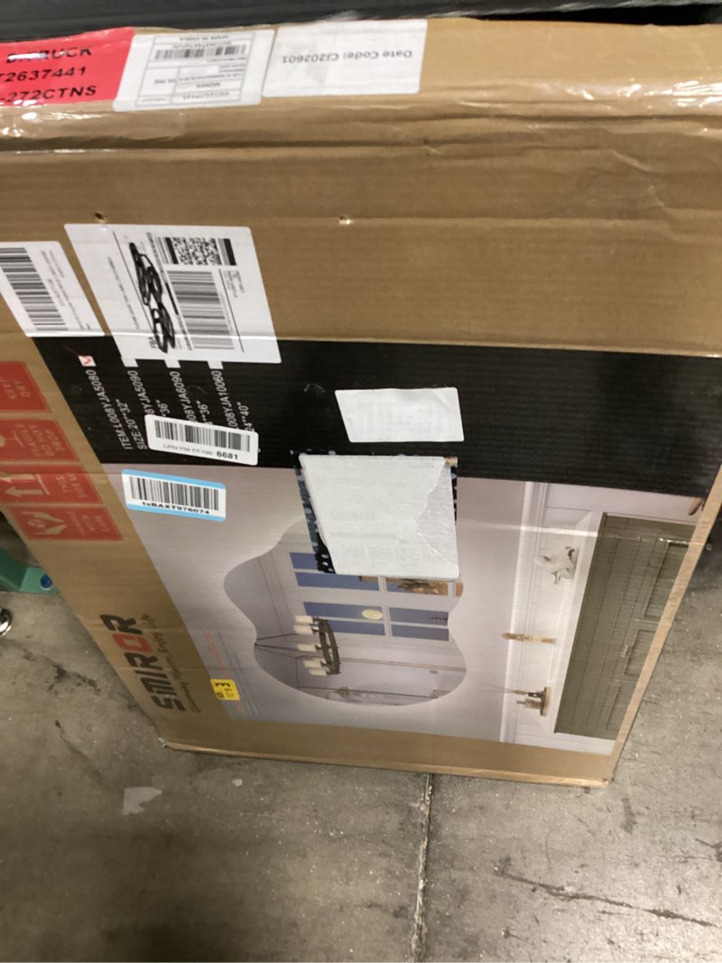 Condition photo showing New/Like New for smiror asymmetrical backlit bathroom mirror with lights 24 x 36, irregular cloud led lighted vanity mirror for wall, anit-fog, dimmable, memory function (horizontal/vertical) backlit 36"l x 24"w