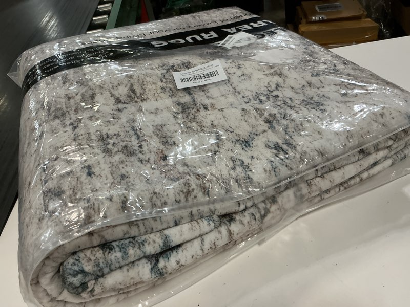 Condition photo showing Good Condition for washable area rug 8x10, large soft rugs for living room vintage 8x10 area rugs for bedroom dining room non-slip stain resistant under table blue ivory rug blue/ivory 8' x 10' (rectangular)