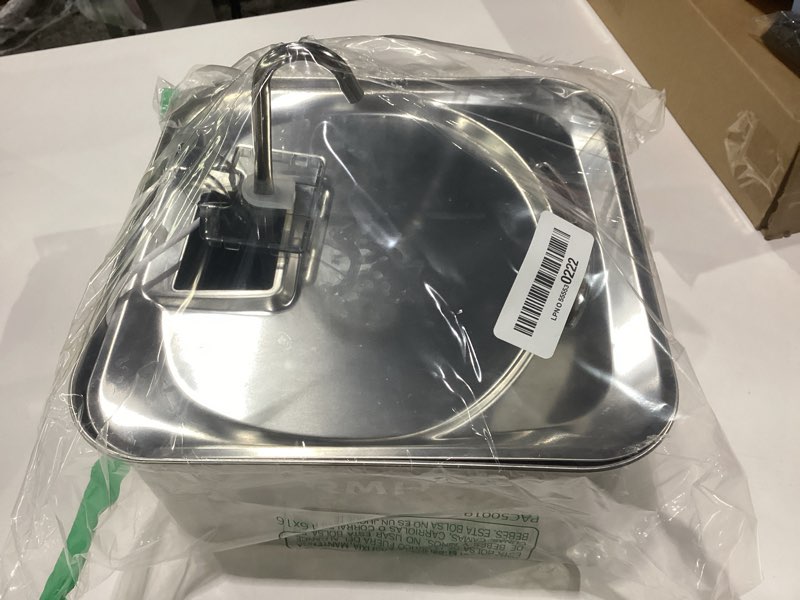 Condition photo showing As Is for stainless steel cat water fountain 7l with waterproof mat – large dog & multi-pet automatic drinking fountain, quiet pump, 3-stage filtration & led water window