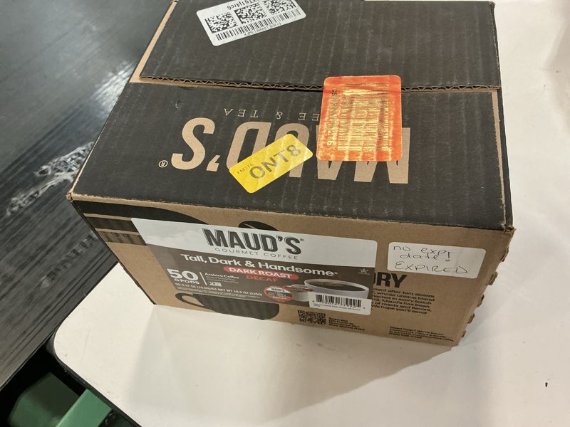 Condition photo showing New/Like New for ( no expired date ) Maud's Decaf Dark Roast Coffee Pods, 50ct, Decaffeinated Coffee in Single Serve Pods – 100% Arabica 