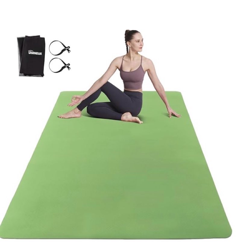 UMINEUX Large Yoga Mat for Men and Women 1/4 & 2/5 Inch Extra Thick TPE Fitness Mat for Home Gym Workout, Non-Slip, Eco Friendly Exercise Mat for Yoga, Pilates, Stretching, Meditation 72"x48"x2/5" Rose Tan & Dawn Blue