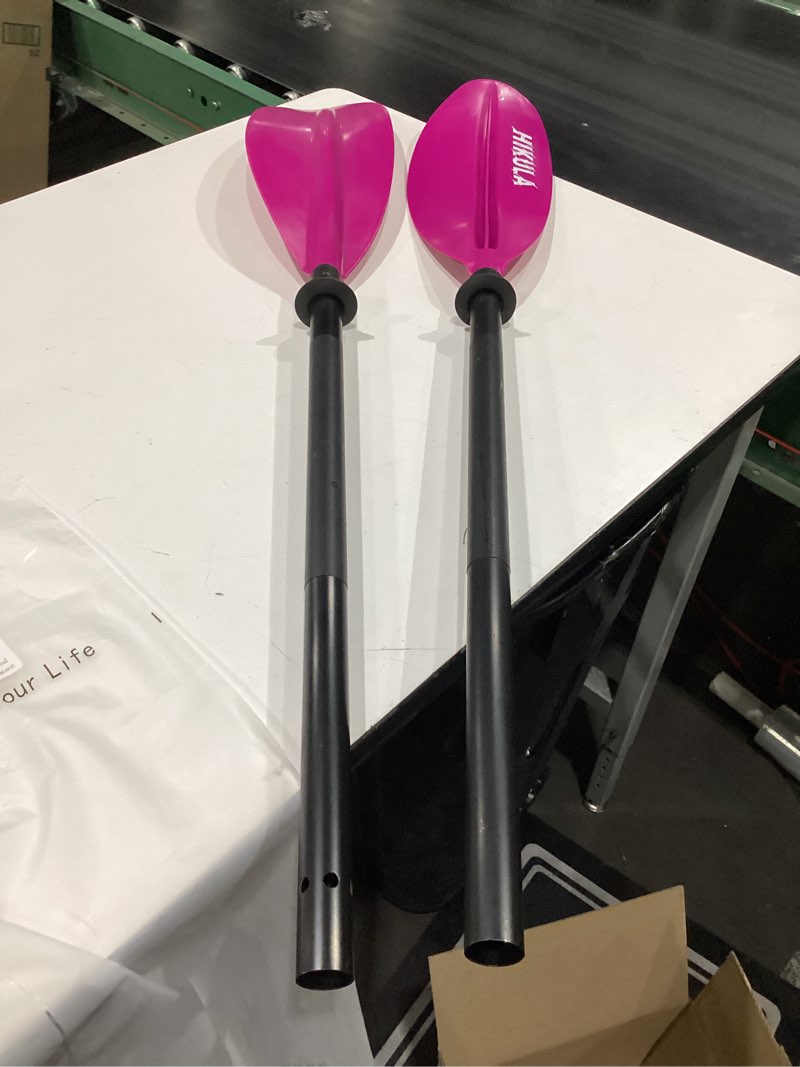 Condition photo showing As Is for kayak paddle aluminum shaft paddle with nylon blades, floating adjustable kayaking oars, 3 piece, 220-240cm/86-94 inches,black/rose/teal