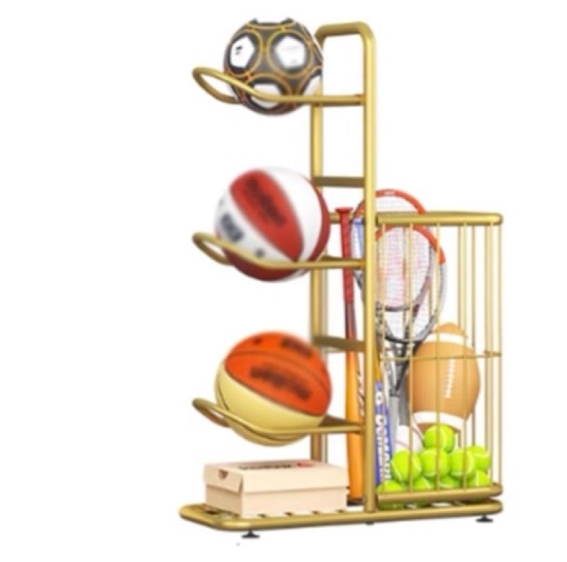 (SIMILAR) GRRICEPL Basketball Ball Storage Rack, Gold Sports Ball Holder, Garage Sports Organizer, Organize Toys, Sports Gear and More (Color : Gold-B, 