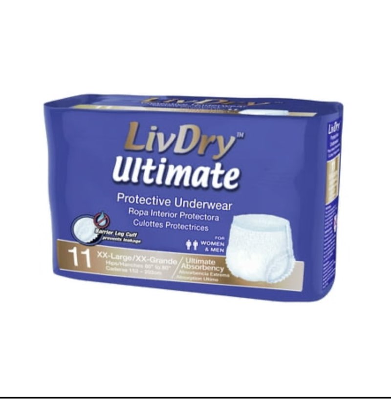 livdry ultimate adult diapers for women and men  max absorbency incontinence underwear (xx-lar