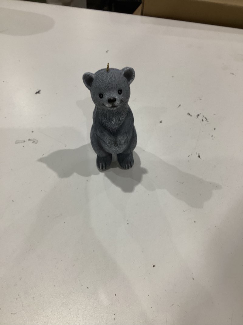 Condition photo showing Good Condition for hyfan mini bear statue hanging animal figurine small sculpture ornament gift for people christmas tree home office room car interior garden decor with string (new, gray bear)