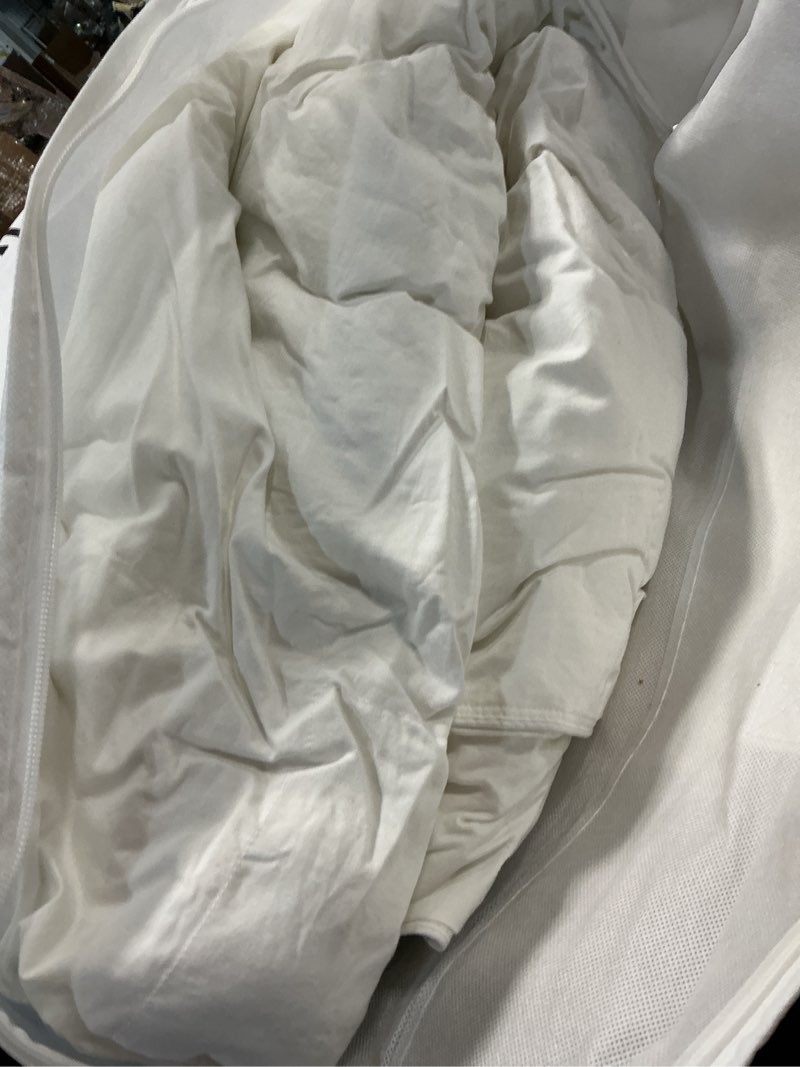 Condition photo showing As Is for all-season premium down alternative comforter, king/cal king, white