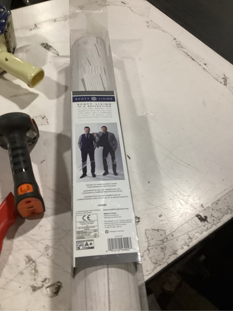 Condition photo showing As Is for white urban shiplap self adhesive vinyl peel and stick wallpaper roll