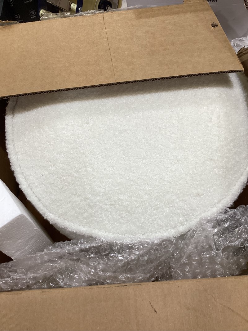 Condition photo showing Good Condition for IBUYKE Teddy Velvet Round Footrest Stool Ottoman, Makeup Vanity Stool Side Table, Velvet Dressing Table Seat, Pouf Couch Stool, for Living Room Bedroom, White WBD009W without storage White