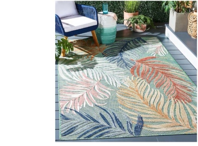 similar SAFAVIEH Washable Rug Outdoor Cabana Collection - 6'5\" x 9'6\", Green & Rust, Non-Shedding & Easy to Clean, Ideal for Patio, Backyard, Mudroom (CBN445Y) Visit the SAFAVIEH Store