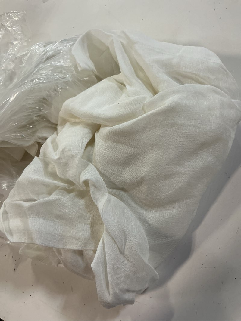 Condition photo showing Good Condition for european linen sheer curtain set (set of 2), 48x84, white