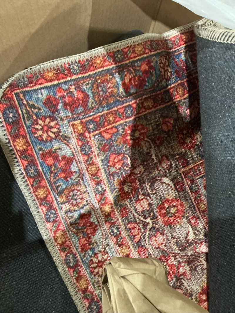 Condition photo showing As Is for loloi rifle paper co. rosa collection rsa-01 ivory 7'-6" x 9'-6" area rug ivory 7'6" x 9'6" (rectangular)