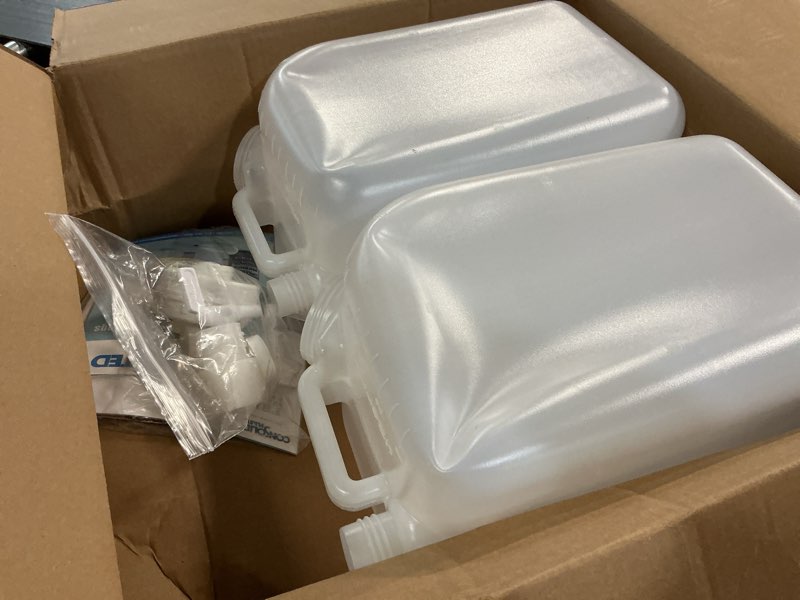Condition photo showing Good Condition for maxdot 2 pcs 5.3 gallon plastic dispenser carboy with spigot water container with spigot camping water jug storage for lab, pharmaceutical, and industrial use