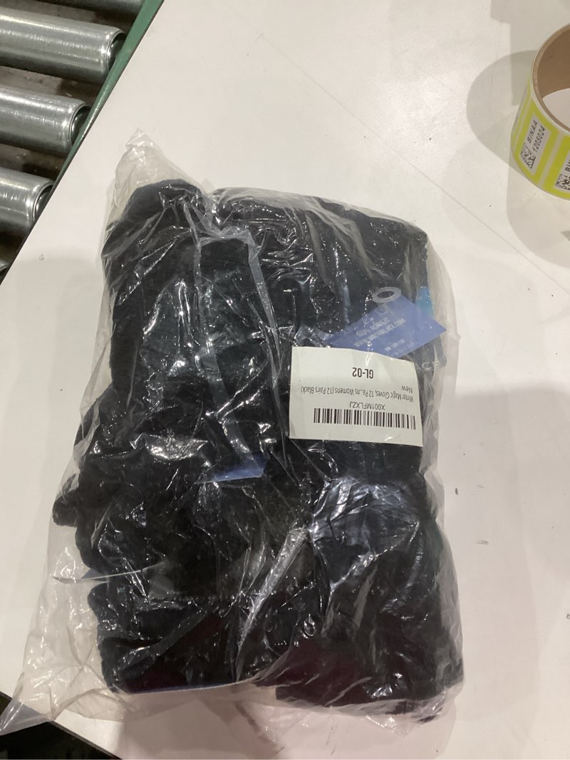 Condition photo showing As Is for Winter Magic Gloves, 12 Pairs Stretchy Warm Knit Bulk Pack Mens Womens 12 Pairs Black