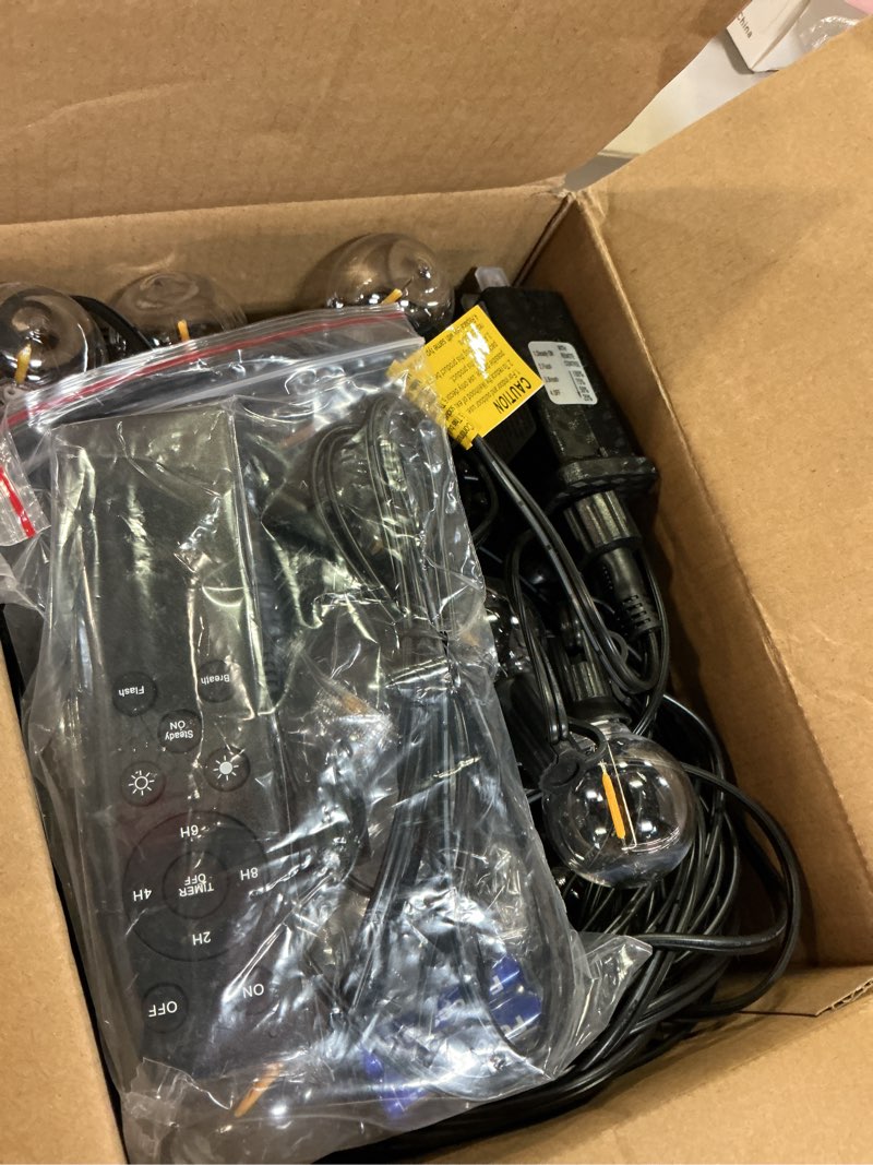 Condition photo showing Good Condition for addlon 100ft outdoor string lights g40 with remote, 54 led shatterproof bulbs, dimmable patio globe lights waterproof, hanging outside lighting for backyard, garden, deck, balcony, porch, café, decor 100ft(50 sockets)