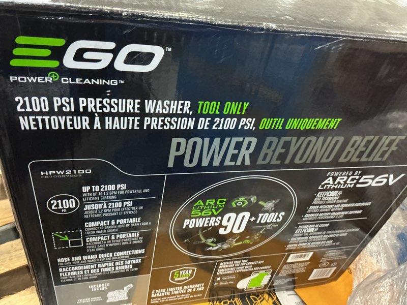 Condition photo showing Good Condition for ego power+ hpw2100 2100 psi battery 1.2 gpm pressure washer tool only