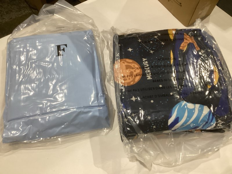 Condition photo showing Good Condition for full kids comforter set - 7 pieces full bedding sets for boys teen, glow in the dark space bed in a bag with sheets planet full