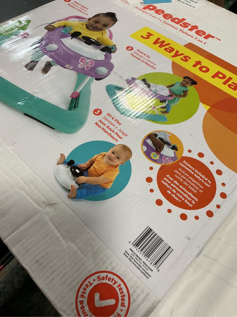 Condition photo showing New/Like New for Bright Starts Little Speedster 3-in-1 Car Walker, Purple Power, Baby Activity Walker for Girls and Boys, 6 Months+