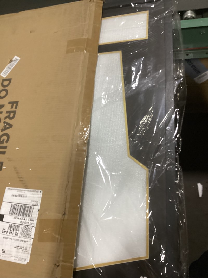 Condition photo showing Good Condition for Yaetm Jersey Display Frame Case, Large Sport Jersey Shadow Box with Tempered Real Glass and Hanger for Baseball Basketball Football Soccer Hockey Shirt and Uniform, Two 4x6 Photos, Single, Black Black Jersey Frame with Mat