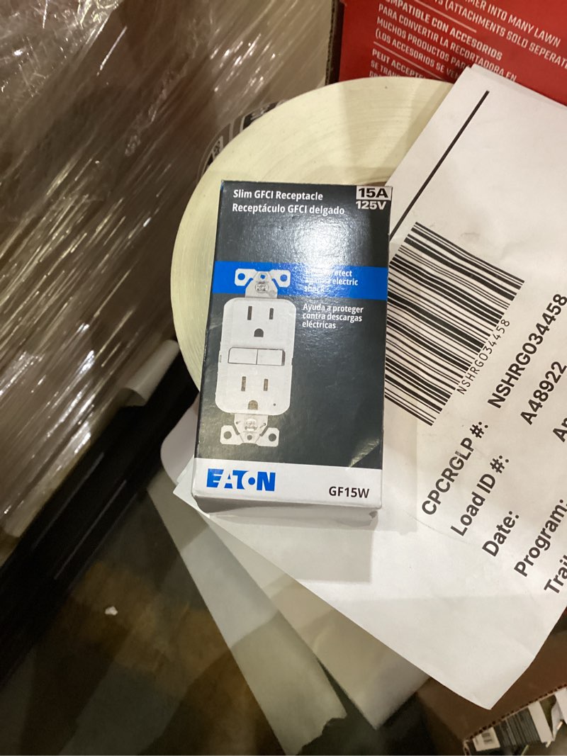 Condition photo showing As Is for eaton 15 -amp 125-volt gfci residential decorator outlet receptacles , white