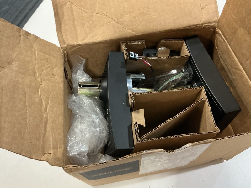 Condition photo showing As Is for  schlage residential fe695 century touch entry electronic lever set with merano lever and keypad access 