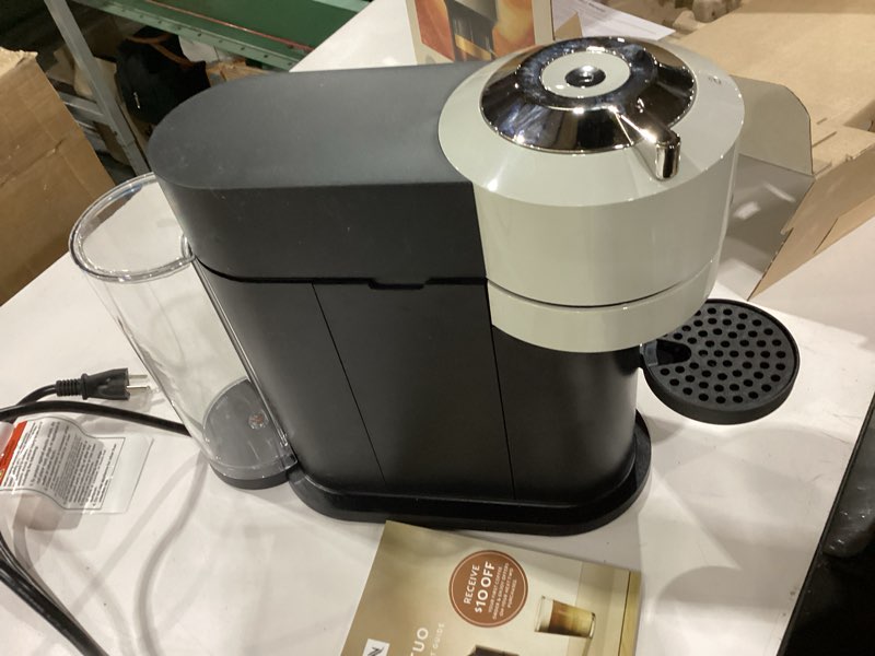 Condition photo showing As Is for *Not Tested*   Nespresso Vertuo Next Coffee and Espresso Maker by Breville, Light Grey Machine Only Gray