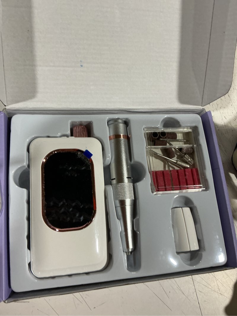 Condition photo showing As Is for professional electric nail drill 45000rpm, portable nail file for acrylic gel nails, cordless rechargeable salon-grade ultra power nail drill kit for shaping, polishing & removing gel nails white