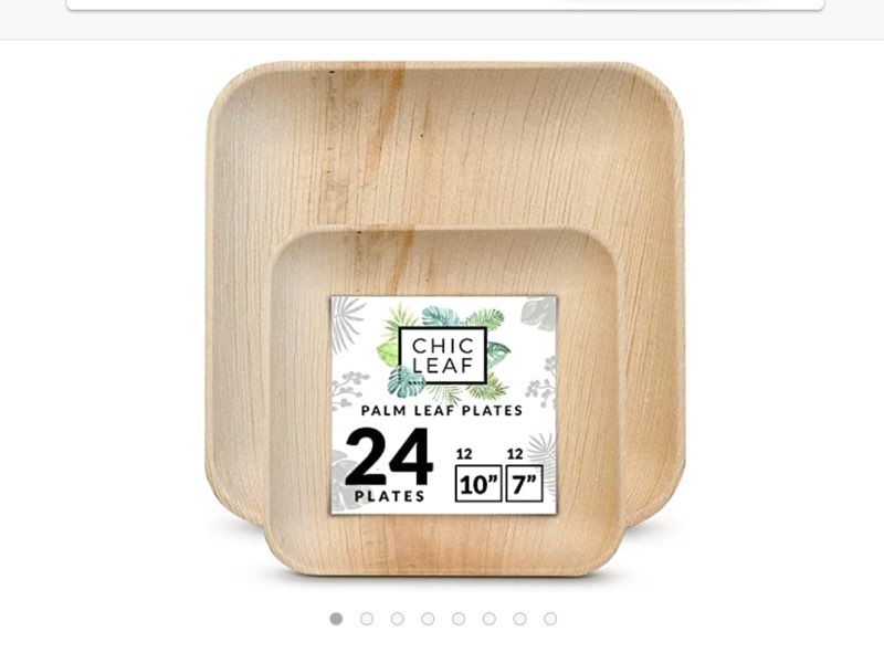 Chic Leaf Palm Leaf Disposable Plates - Bamboo Plates Disposable 10 Inch & 7 Inch Square (24 Pc) Compostable & Biodegradable, Better than Plastic Plates - Heavy-Duty, Party Plates Dinnerware Set