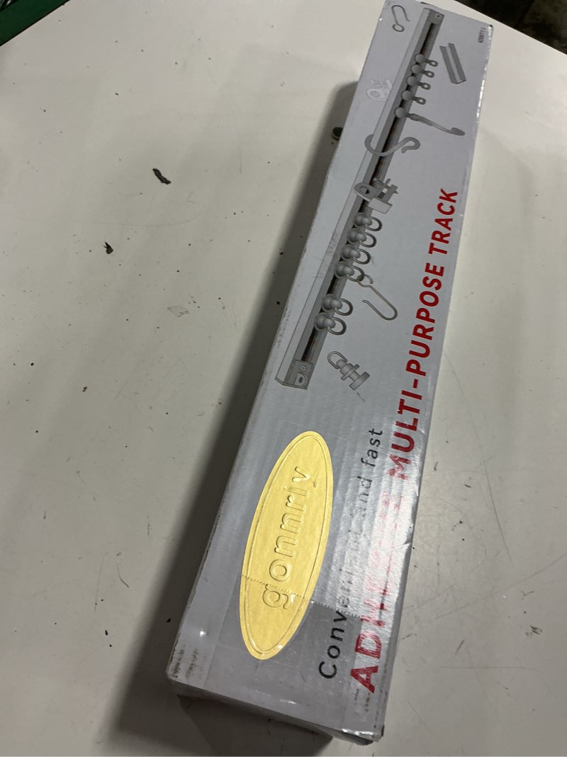Condition photo showing As Is for adhesive ceiling curtain track, paste type no need to drill, suitable for smooth ceiling or wall, closets, door and window frames, meet multi-scenario and multi-functional needs-3.32m/10.9ft 3.32m/10.9ft white