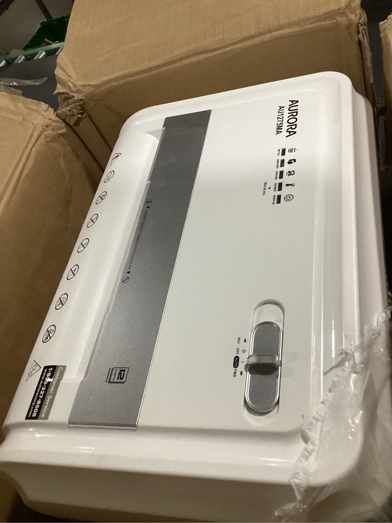 Condition photo showing Good Condition for aurora au1275ma professional grade 12-sheet micro-cut paper and cd/credit card shredder/ 60 minutes continuous run time, white/gray