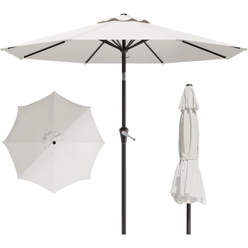 patio umbrella for outdoor, outdoor table umbrella with push button tilt and crank, outdoor patio umbrellas with 8 sturdy ribs, patio umbrellas for market, garden, deck, backyard, pool apple white 10ft