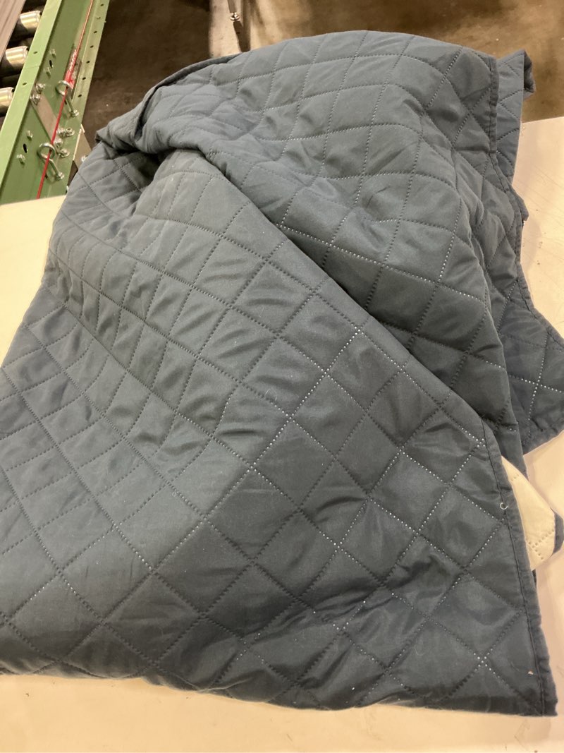 Condition photo showing As Is for u-nice home reversible sofa cover couch cover for dogs with elastic straps water resistant furniture protector for pets couch cover for 3 cushion couch (sofa, navy/taupe) navy/taupe 68"sofa l - large