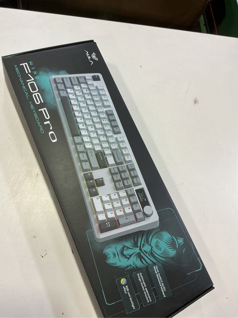Condition photo showing New/Like New for AULA F106 PRO Wireless Mechanical Keyboard,Full Size Gaming Keyboard with Hot Swappable Knob & Screen,Tri-Mode RGB Backlit with 8000mAh for PC/Laptop/Windows - Blaze Switch,Comic Mix