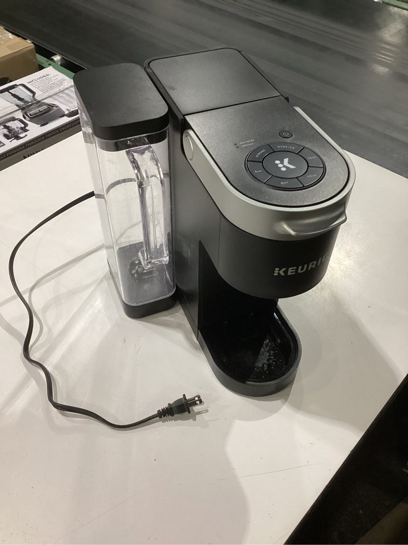 Condition photo showing As Is for **no cover for tray**keurig k-supreme single serve k-cup pod coffee maker, multistream technology, 4 brew sizes, 66oz dual-position removable reservoir, black black coffee maker
