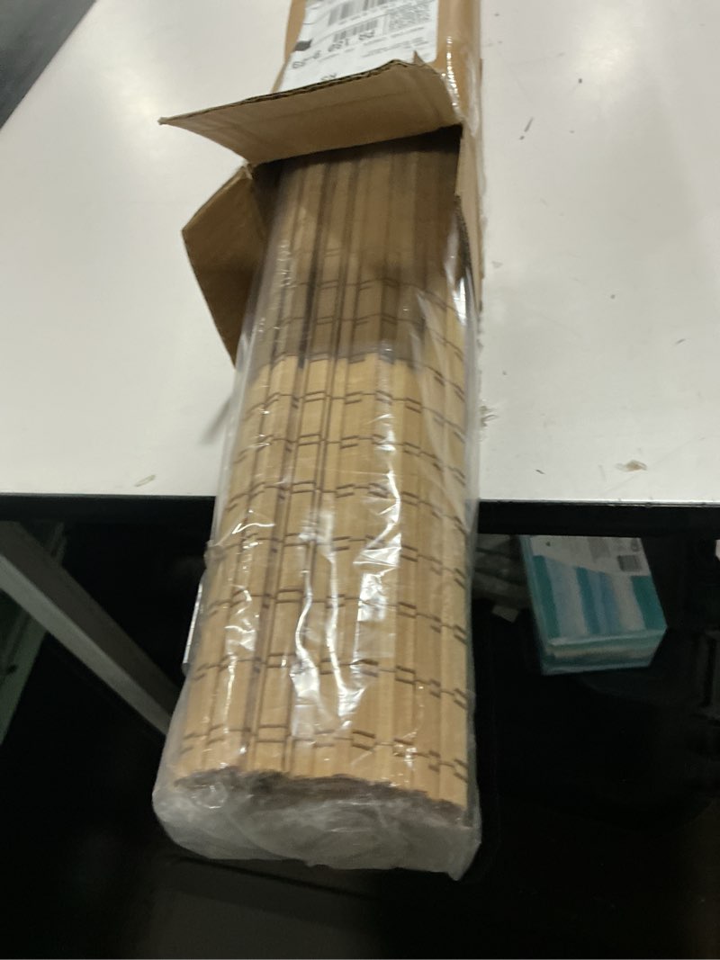 Condition photo showing Good Condition for SEEYE Cordless Bamboo Roman Shades, Blackout Natural Bamboo Blinds for Indoor Windows, Roll Up Blind Privacy Shade for Home, Office, Door, UV Resistant & Easy to Install, 36" W x 64" H, Carbonized Privacy - Carbonized 36"W x 64"H