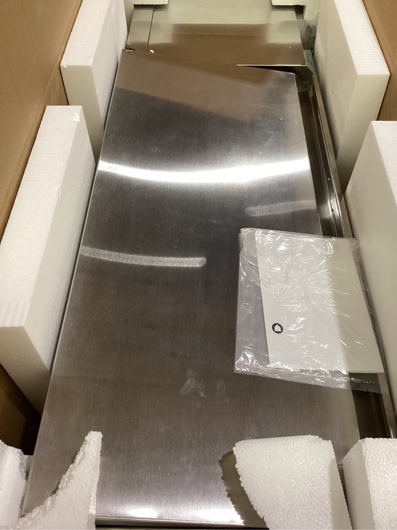 Condition photo showing As Is for VEVOR Refrigerated Condiment Prep Station, 135 W Countertop Refrigerated Condiment Station, with 2 1/3 Pans & 4 1/6 Pans, 304 Stainless Body and PC Lid, Sandwich Prep Table with Stainless Guard, ETL