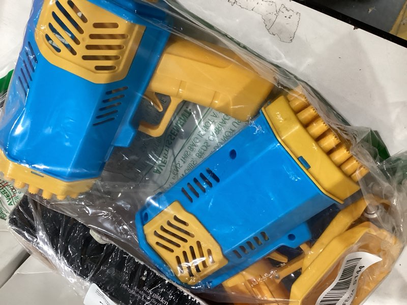 Condition photo showing New/Like New for 2 Bubble Gun with 2 Bottles Refill Solution for Kids, 40-Hole Light Up Rocket Bubble Machine for Toddlers 1-3, Blue Bubble Blaster Maker, Party Favors Toys for Boys Girls 4-8 Birthday Gifts 40 Holes-2 Blue