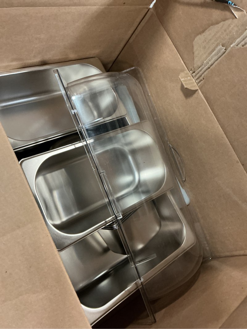 Condition photo showing As Is for Countertop Food Serving Display Container, Cold Food Buffet Server, Salad Bar Buffet Station for Hom