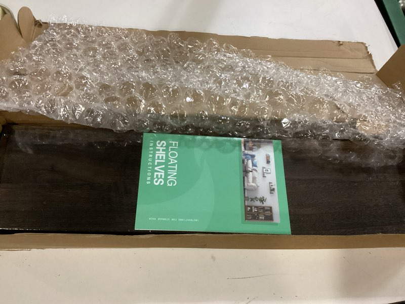 Condition photo showing New/Like New for Floating Shelves - 24 Inch Wall Mounted Set of 3 Rustic Wood Shelves for Wall Decor and Living Room Storage (Brown) Brown 24 In