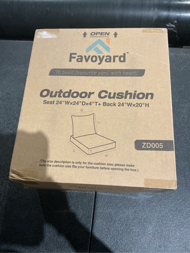 Condition photo showing New/Like New for favoyard outdoor seat cushion set 24 x 24 inch water-resistant & fade-resistant patio furniture cushions with removable cover deep seat & back cushion with tie straps for chair sofa beige 24 x 24 inch