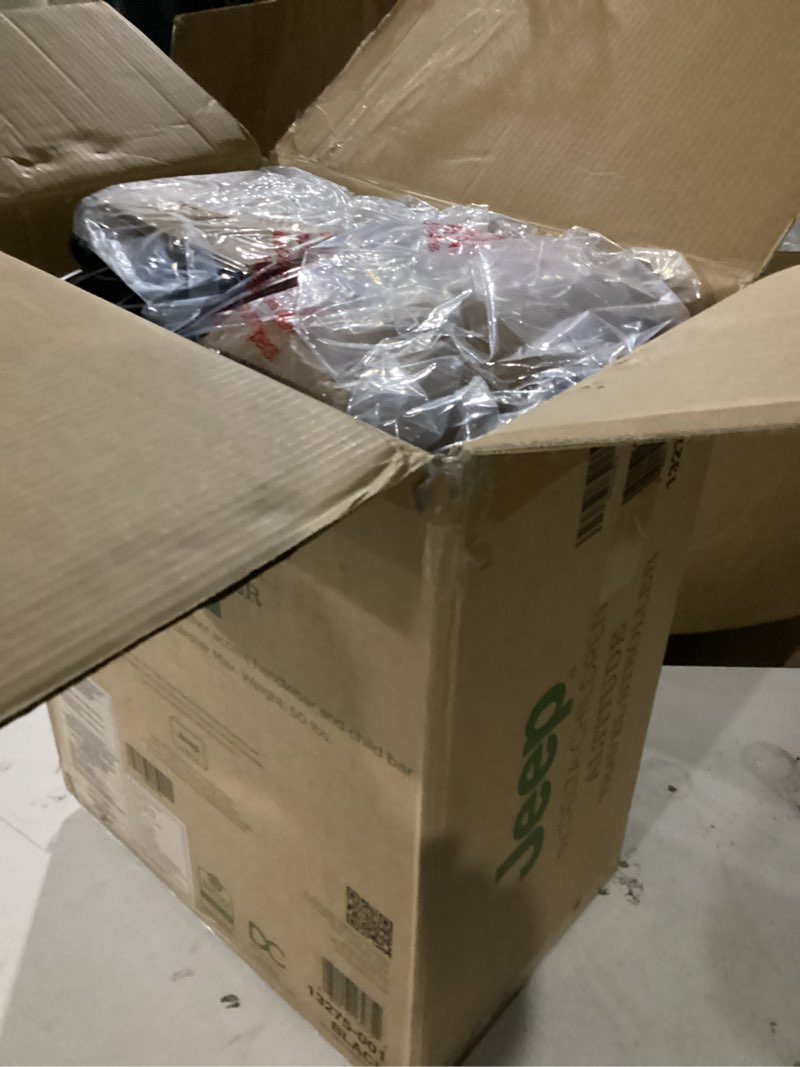 Condition photo showing New/Like New for jeep altitude compact travel stroller by delta children greenguard gold, easy one hand fold, lightweight, extendable canopy with peek-a-boo window, reclining seat, 4 wheel suspension, black