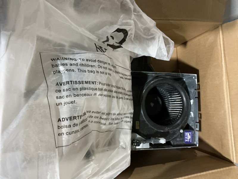 Condition photo showing As Is for utilitech ventilation fan 1.5-sone 100-cfm white decorative lighted bathroom fan, energy star