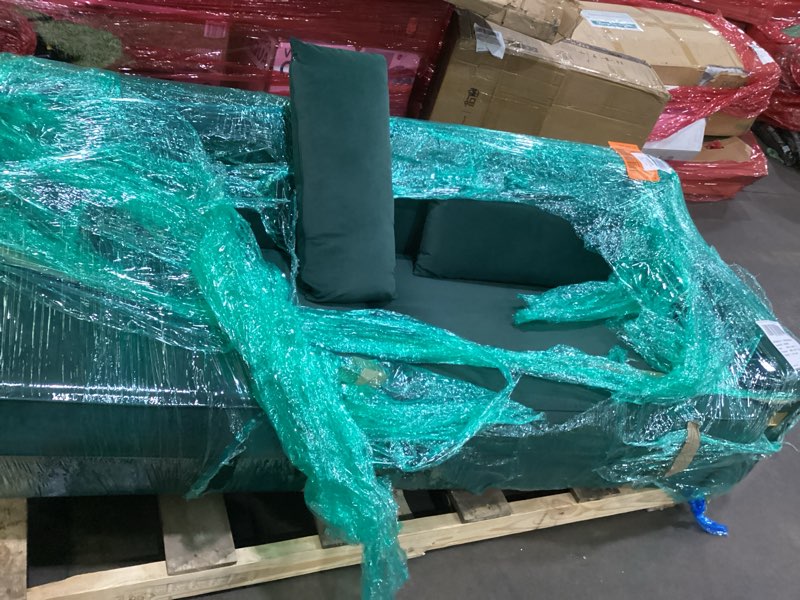 Condition photo showing As Is for keiki 86" oversized luxury velvet sofa with armrest and removable plush cushions, modern style gold 
